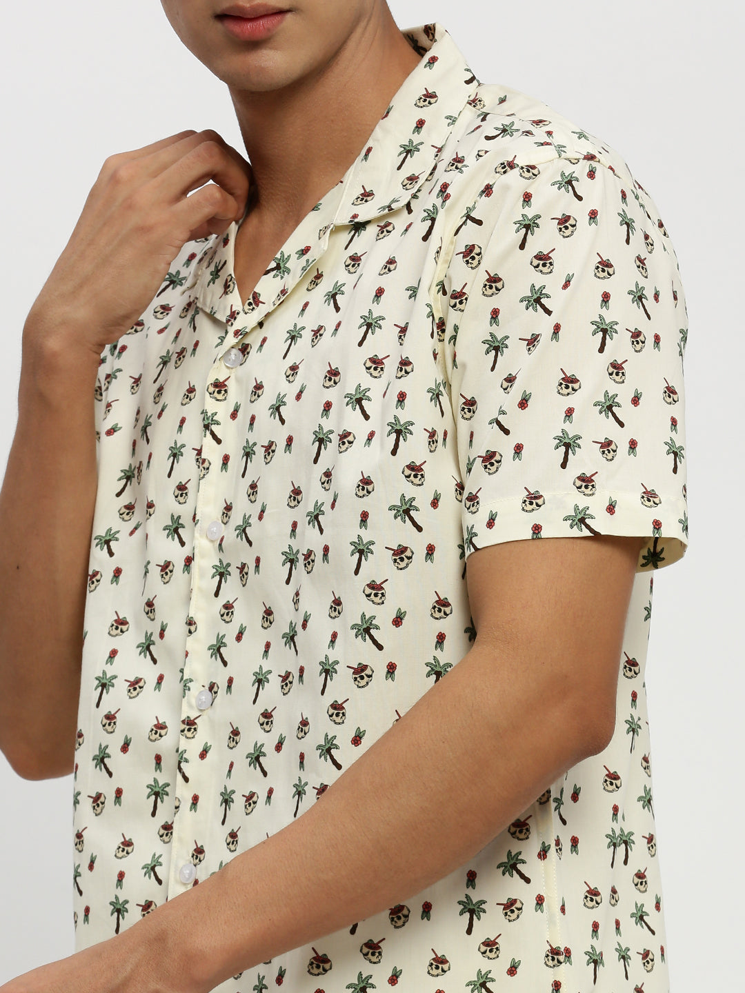 Men Cream Printed Co ordSet