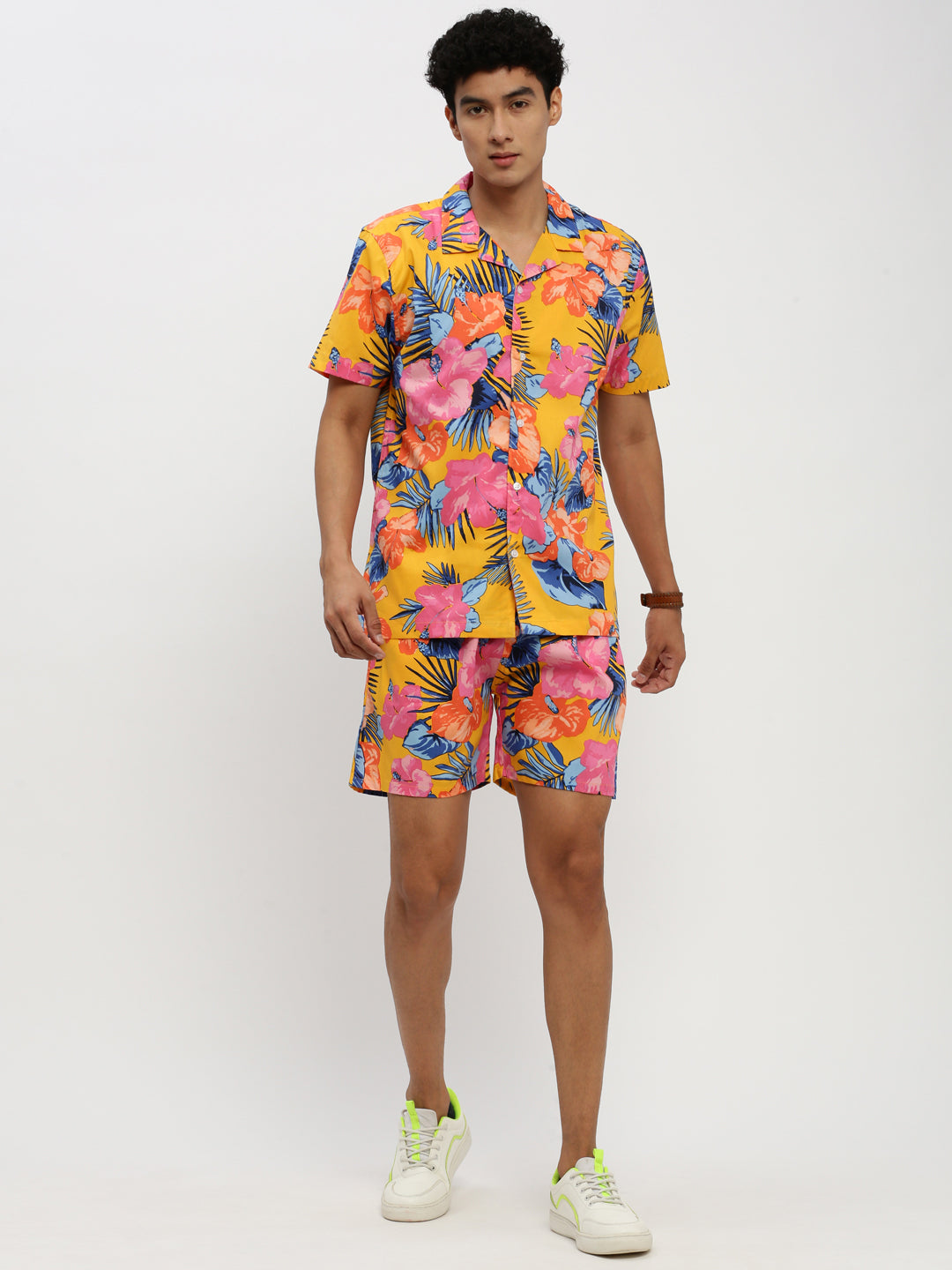 Men Yellow Printed Co ordSet