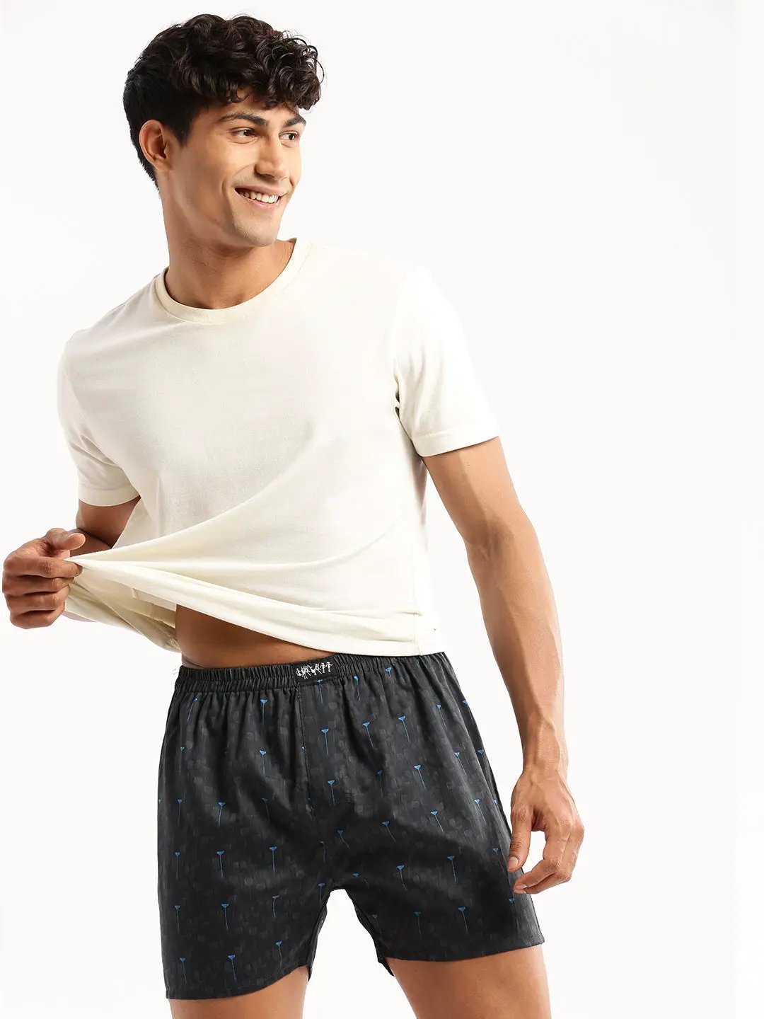 Shop Men's Charcoal Printed Slim Fit Boxers | Showoffff