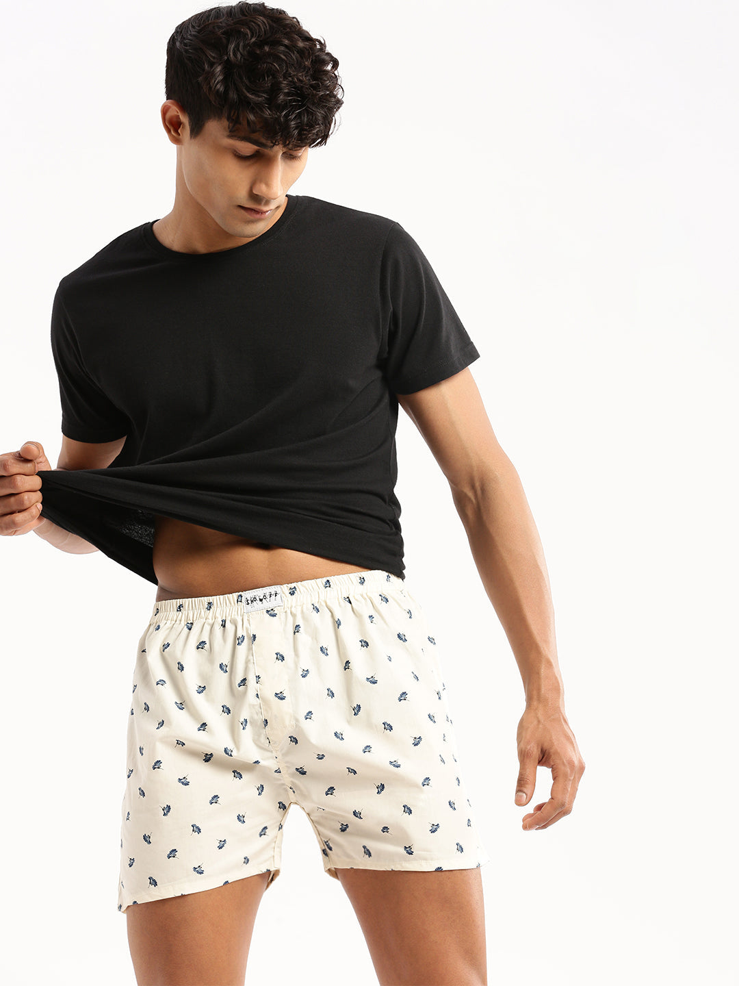 Men Cream Printed Boxer