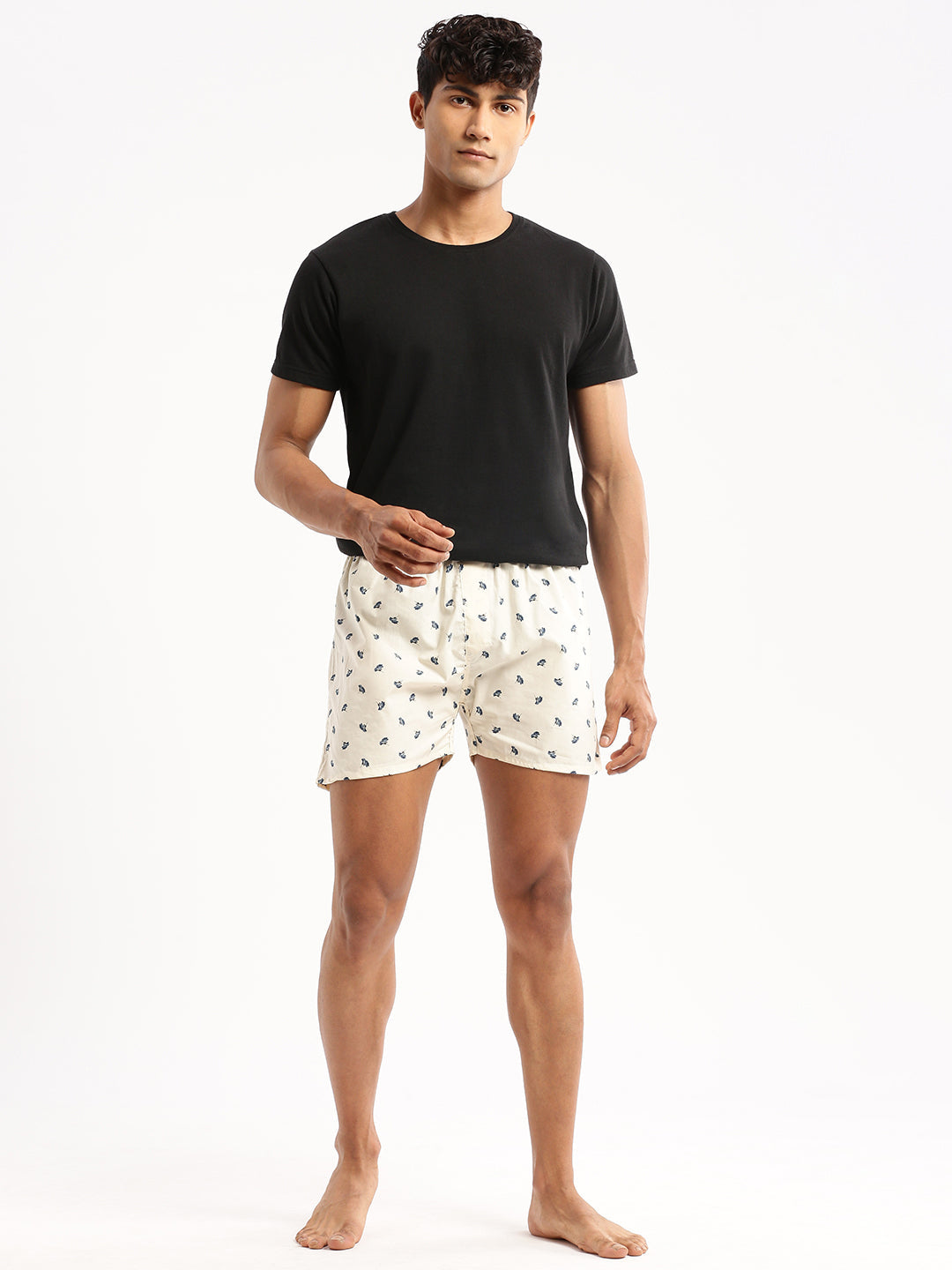 Men Cream Printed Boxer