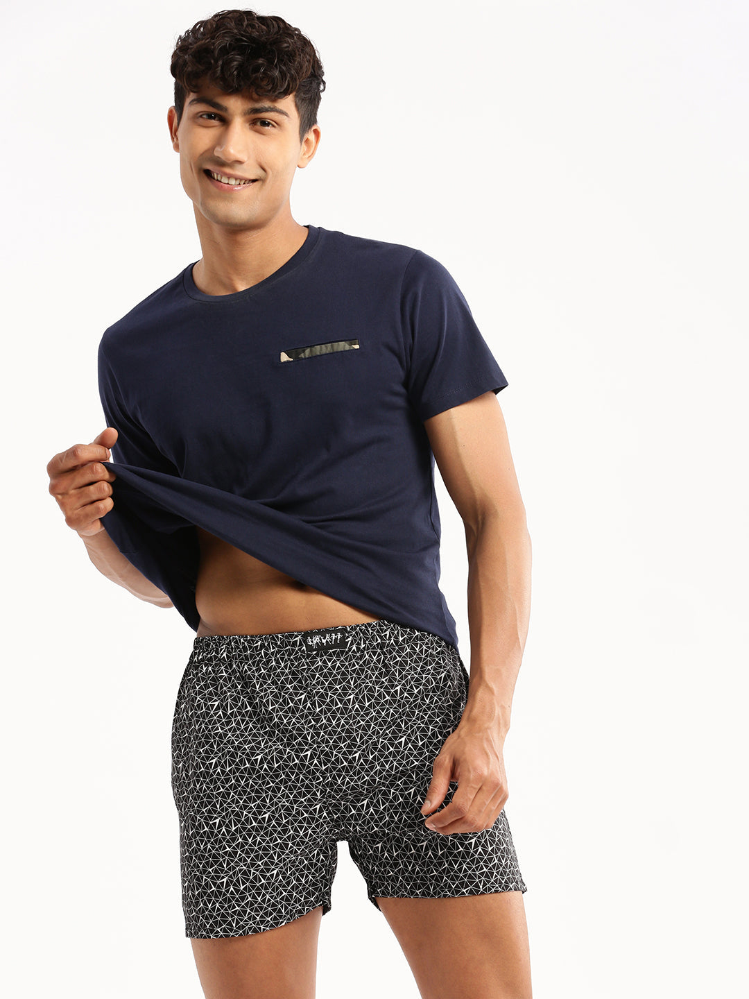 Men Black Printed Boxer