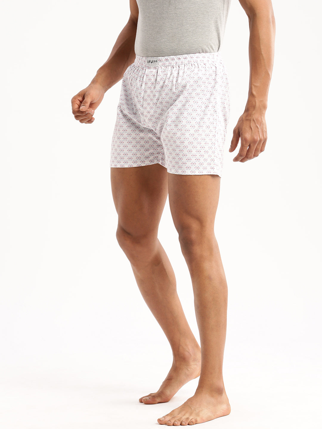 Men White Printed Boxer