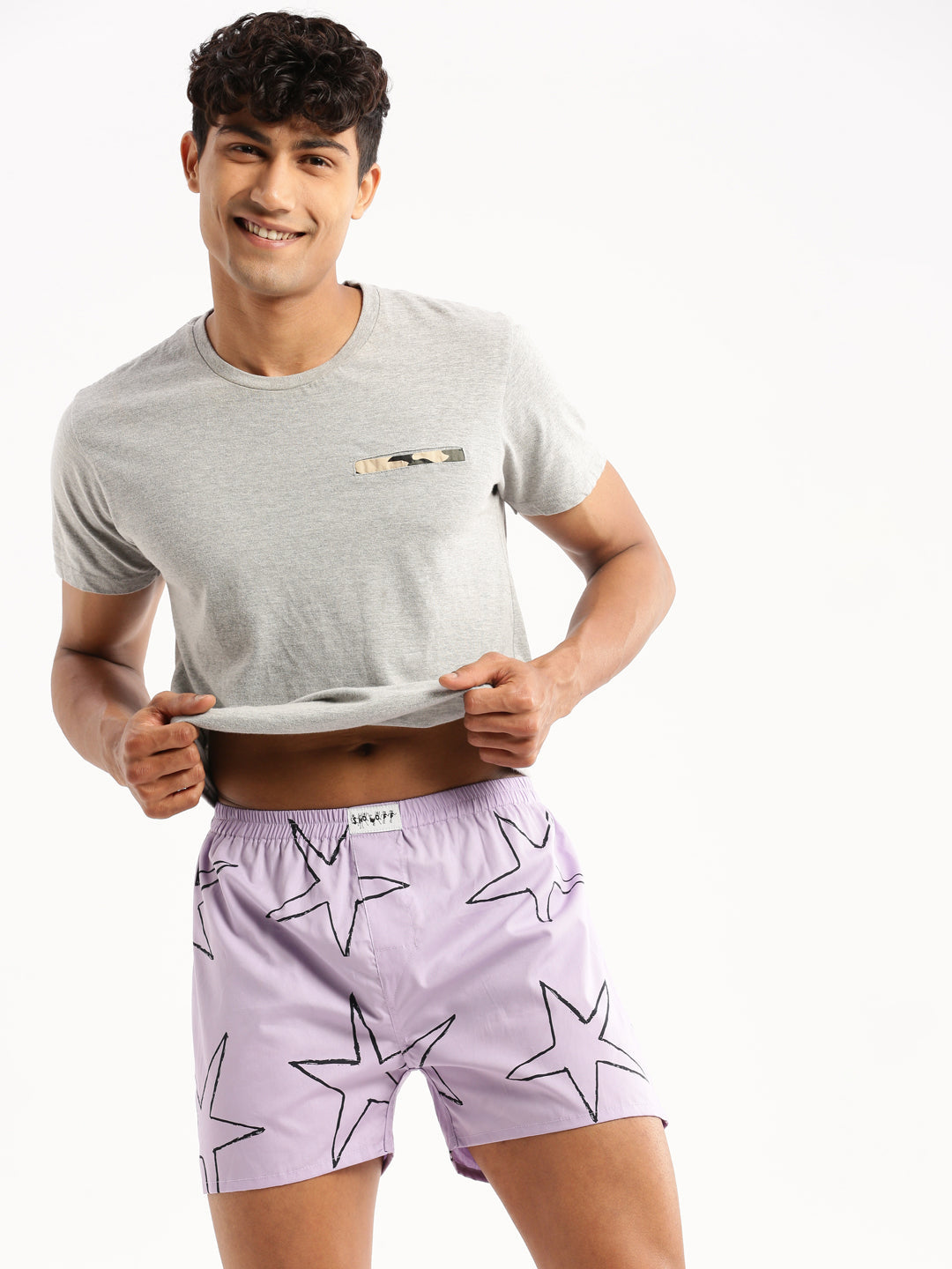 Men Lavender Printed Boxer