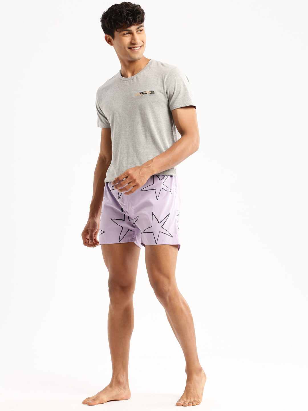 Men Lavender Printed Boxer