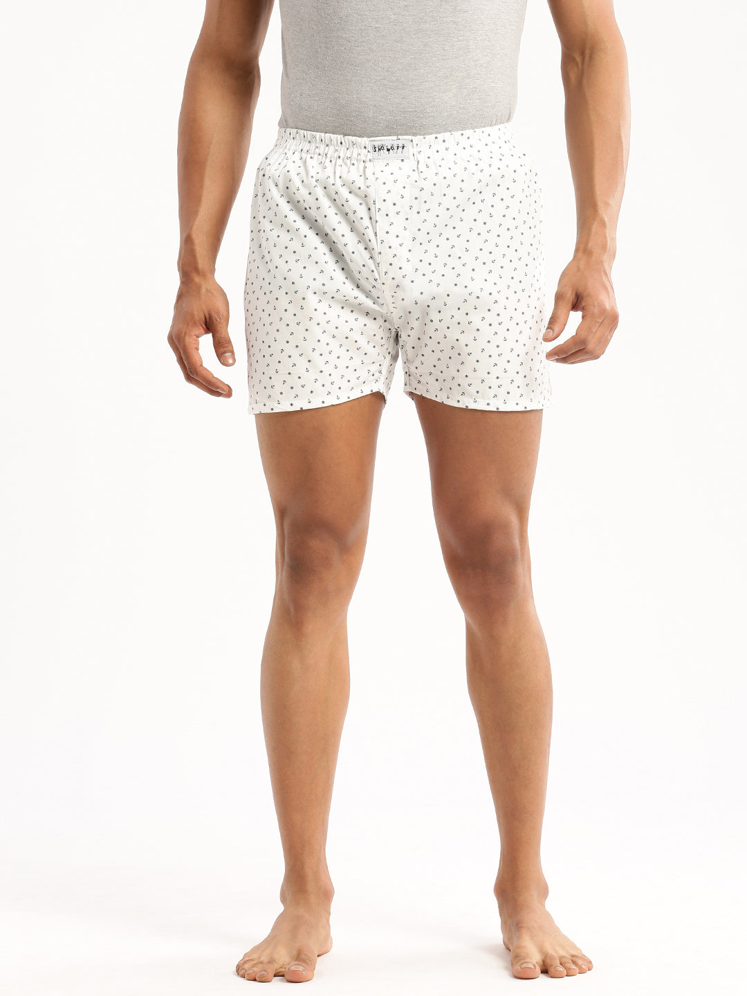 Men White Printed Boxer