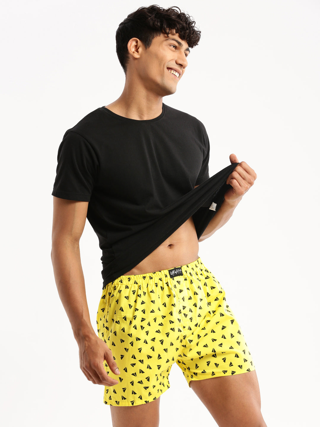 Men Yellow Printed Boxer