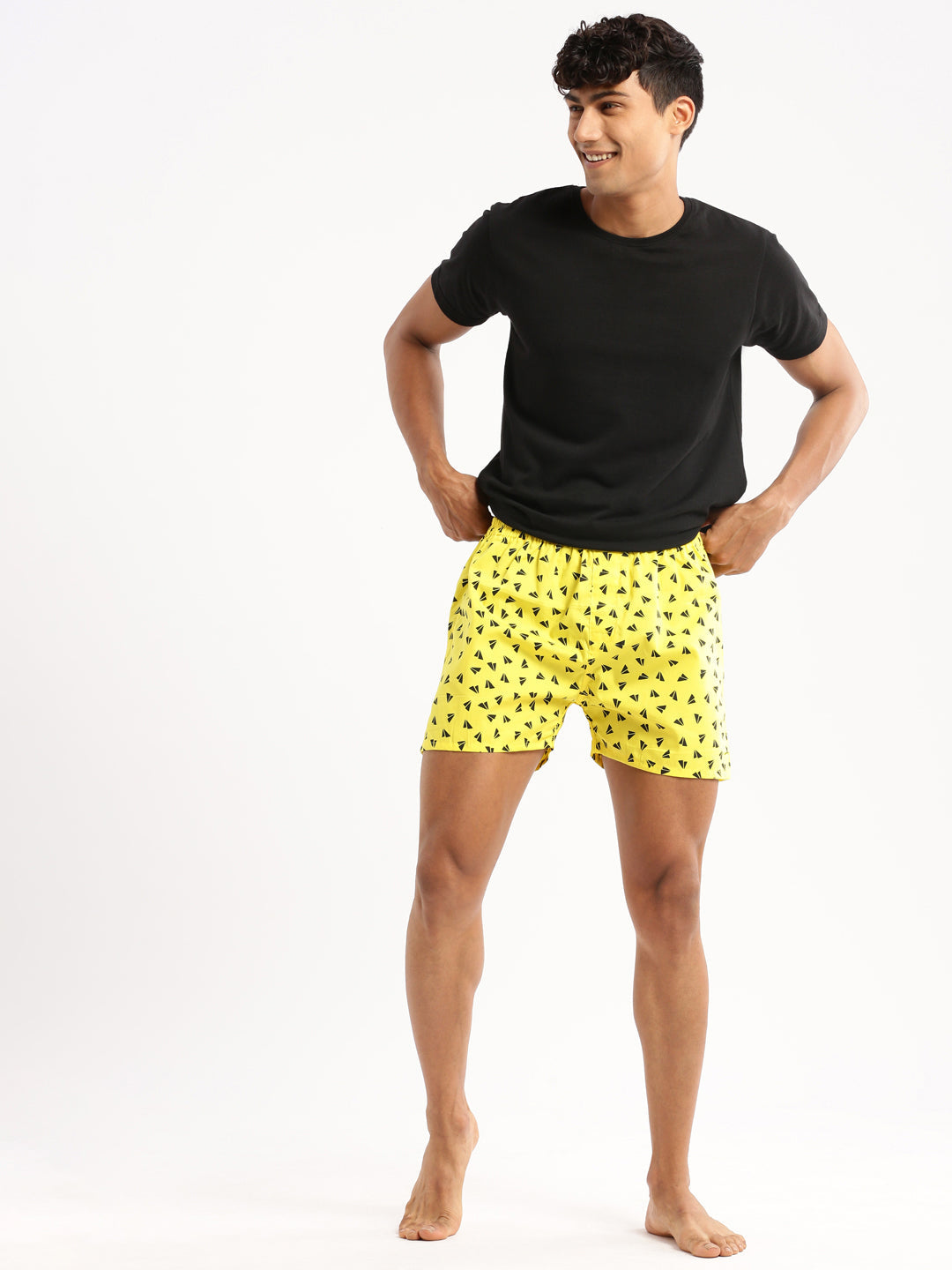 Men Yellow Printed Boxer