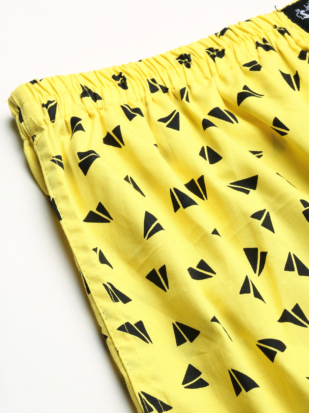 Men Yellow Printed Boxer