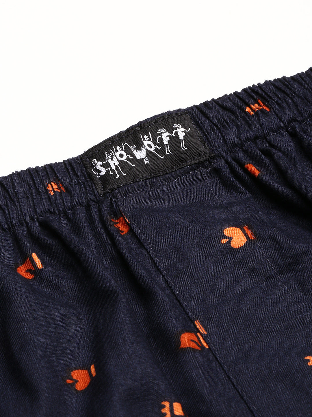 Men's Navy Blue Slim Fit Conversational Printed Cotton Boxer
