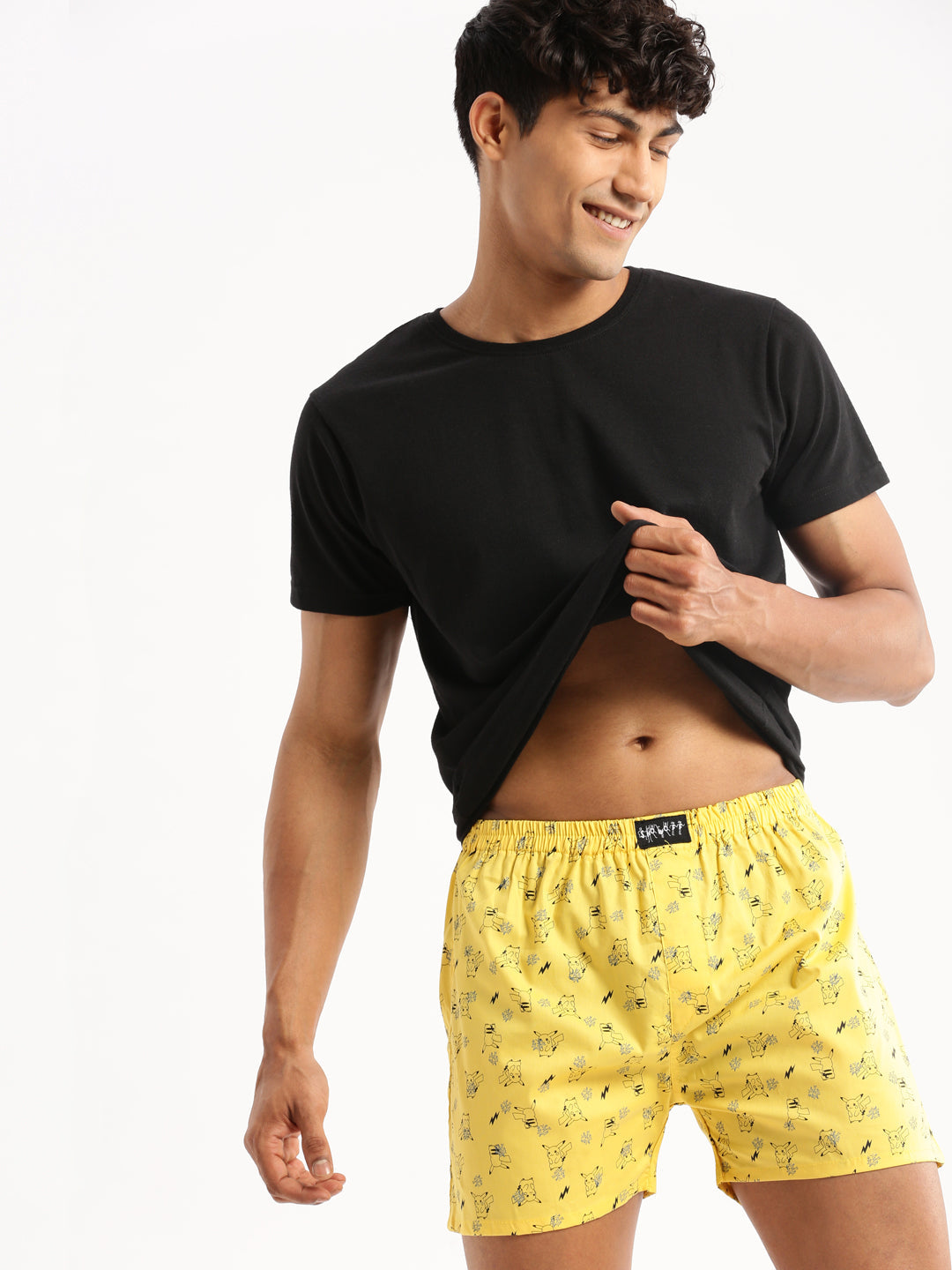 Men Yellow Printed Boxer