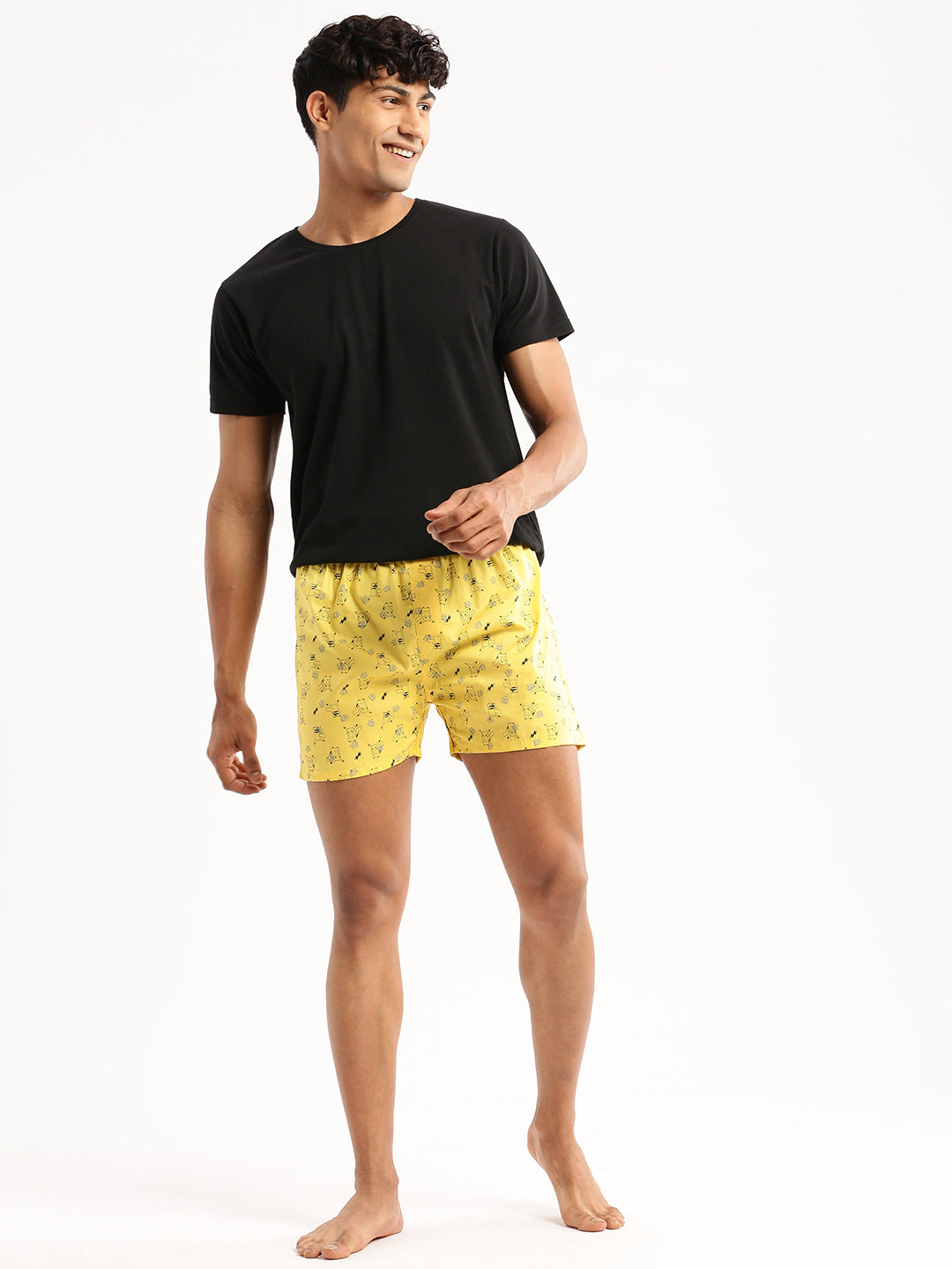 Men Yellow Printed Boxer