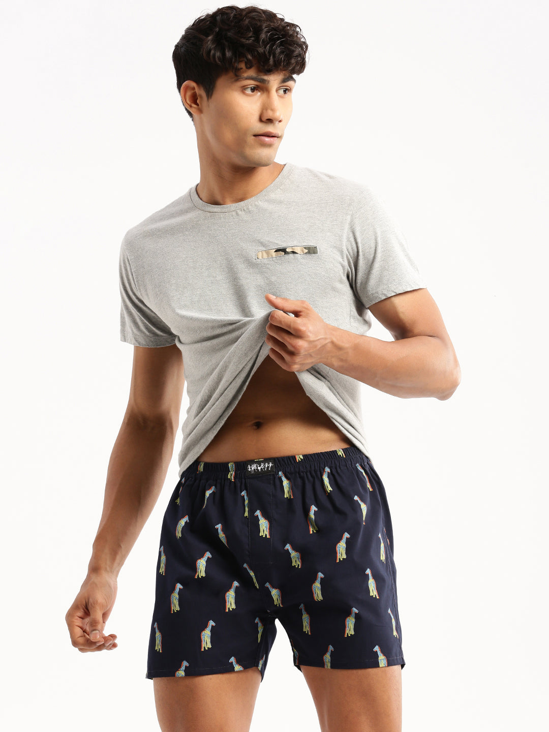 Men Navy Blue Printed Boxer