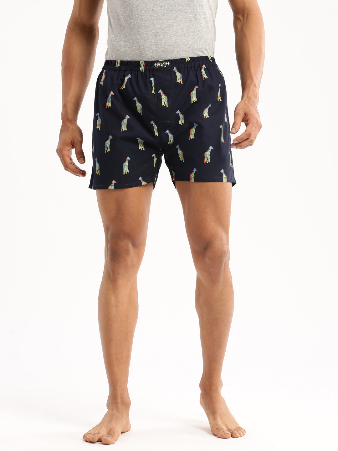 Men Navy Blue Printed Boxer