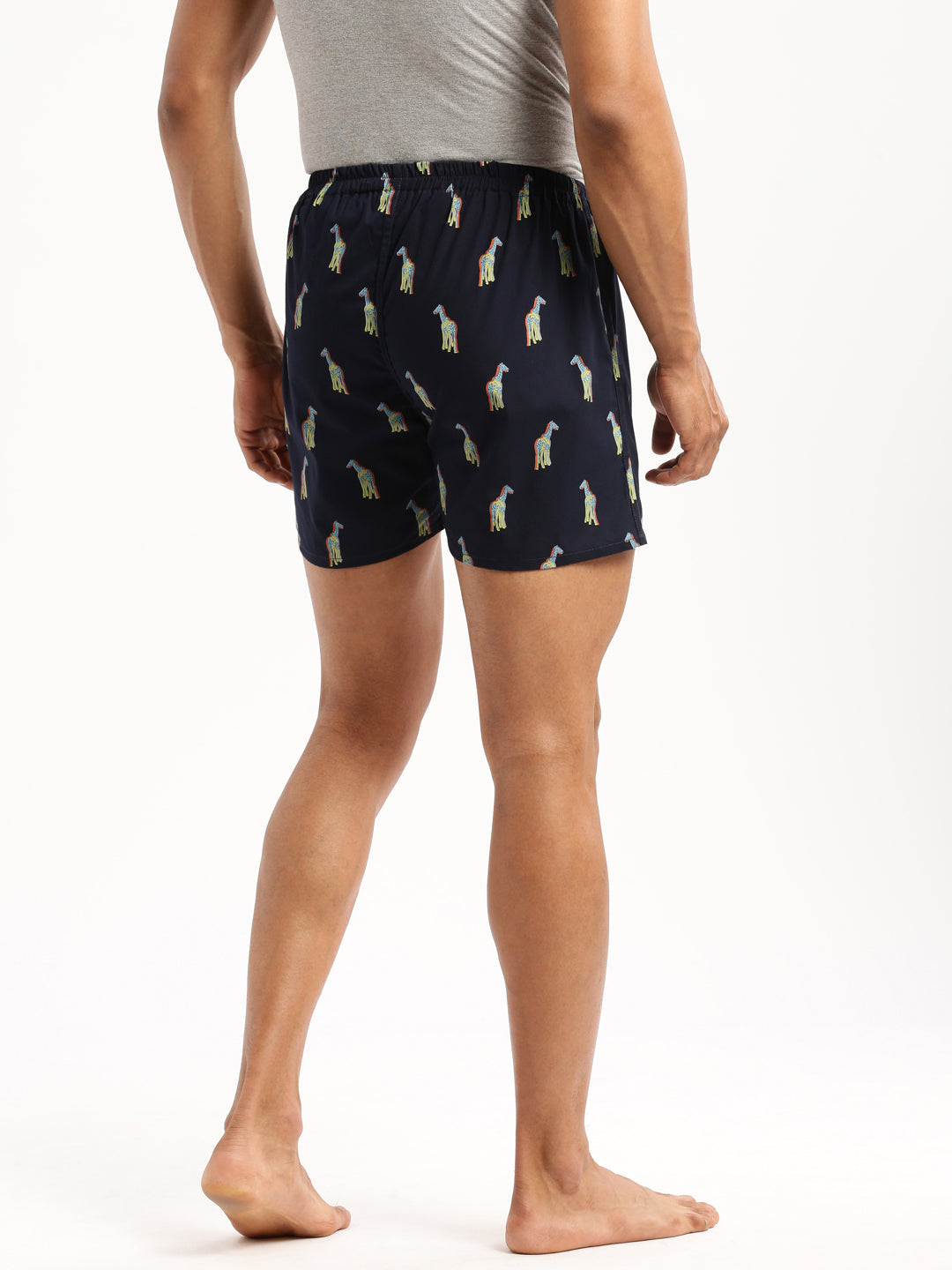 Men Navy Blue Printed Boxer