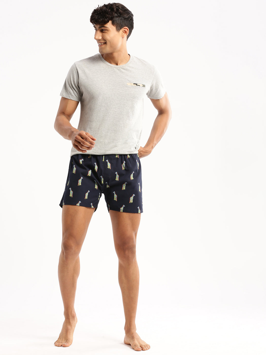 Men Navy Blue Printed Boxer