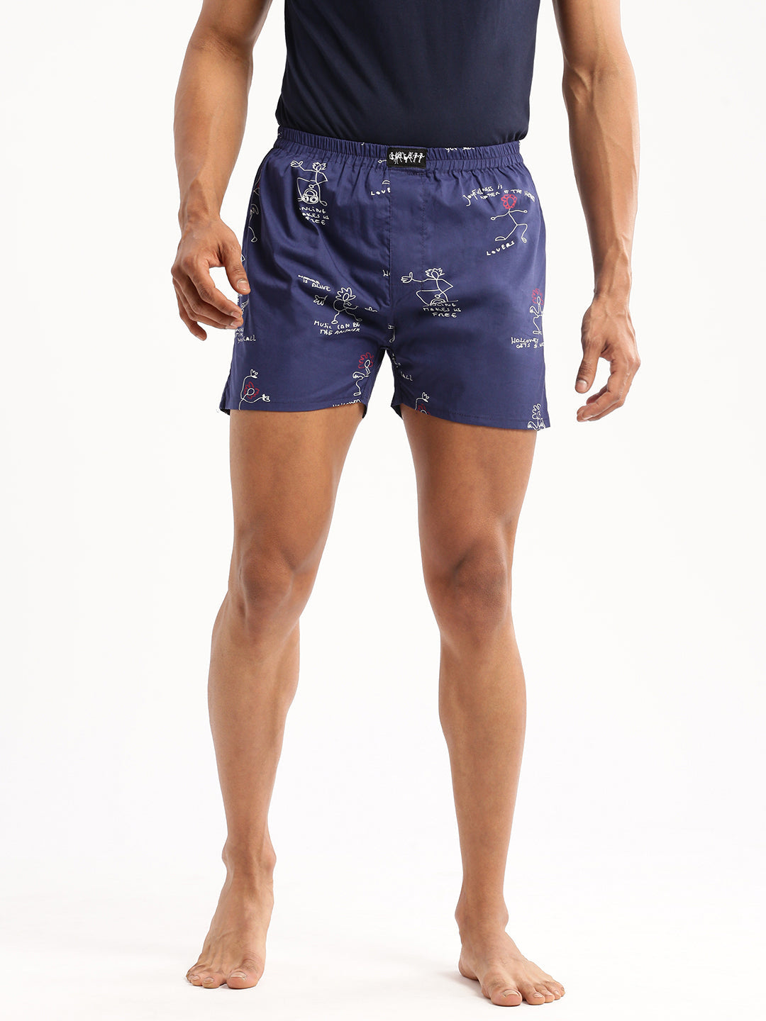 Men Blue Printed Boxer