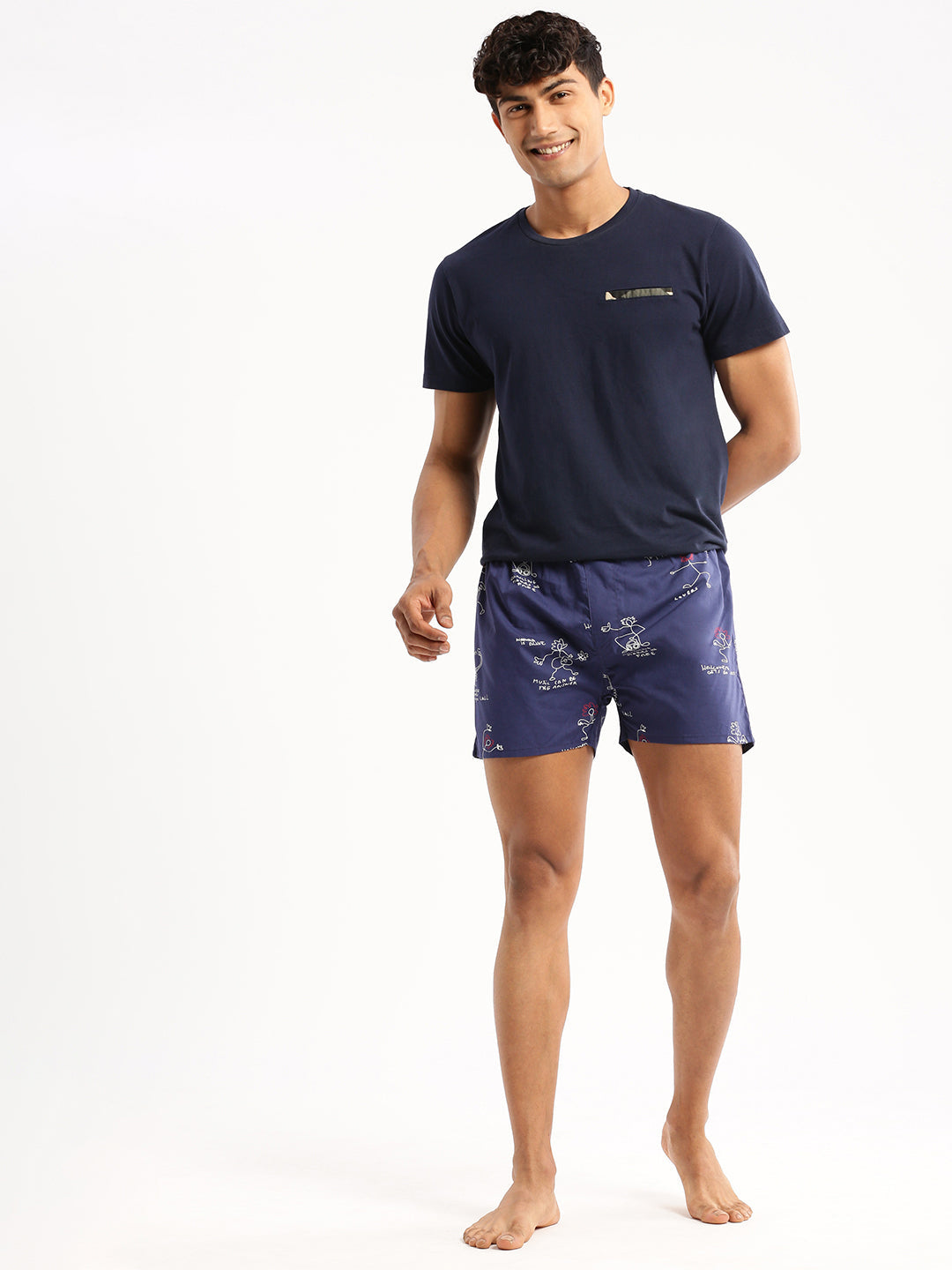 Men Blue Printed Boxer