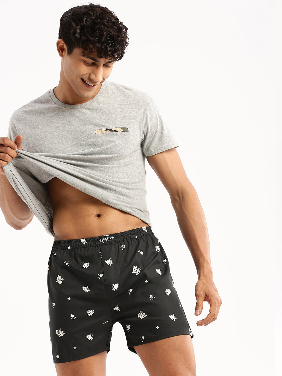 Men Black Printed Boxer