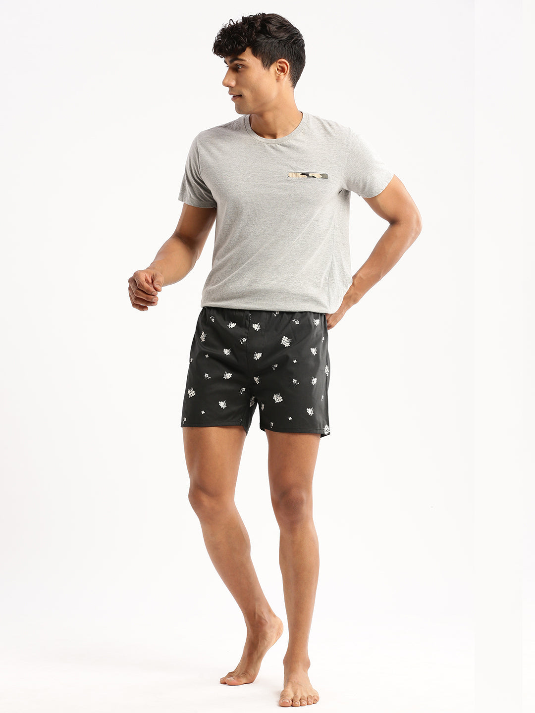 Men Black Printed Boxer