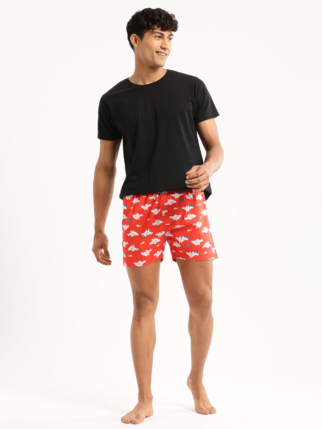 Men Red Printed Boxer