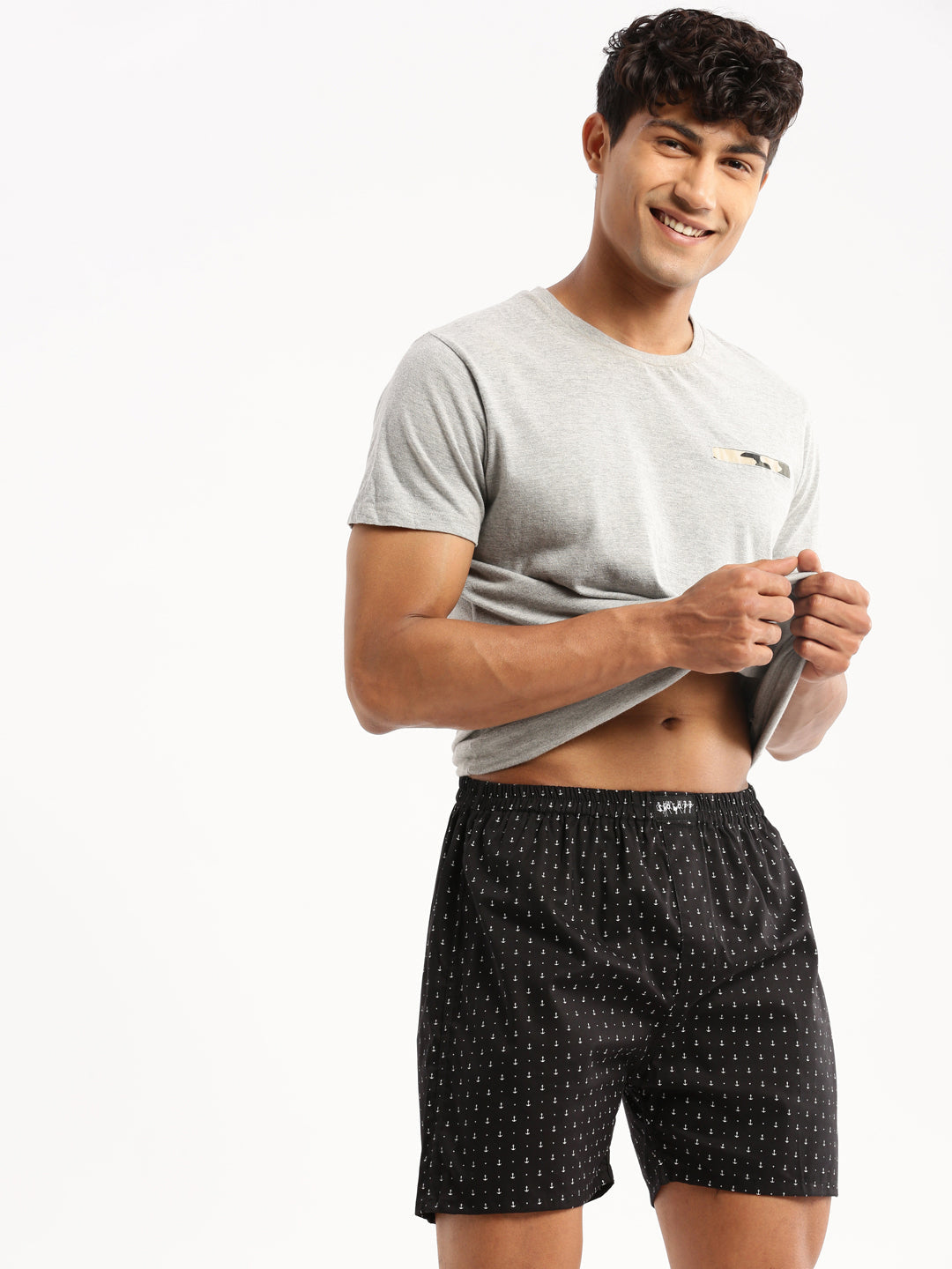 Men Black Printed Boxer