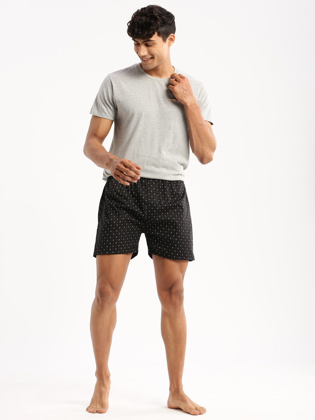 Men Black Printed Boxer