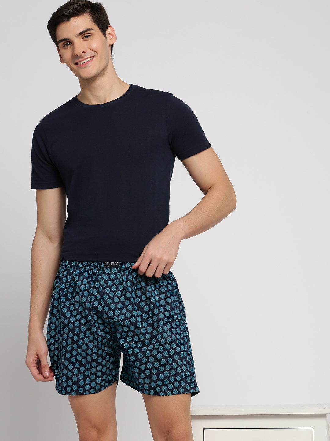 Men Navy Blue Printed Boxer