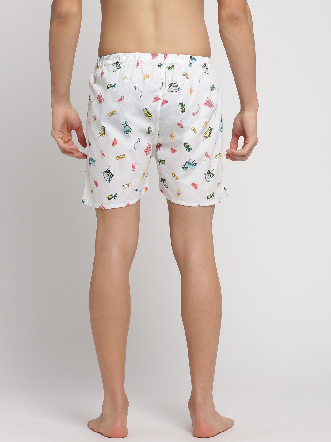 Men White Printed Boxer