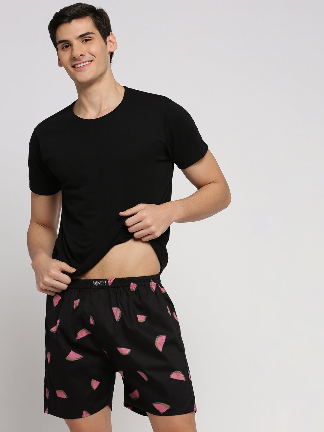 Men Black Printed Boxer