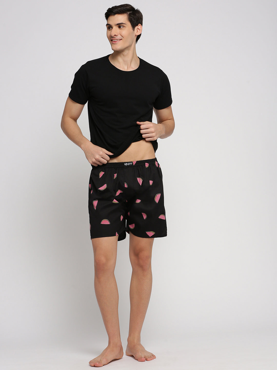 Men Black Printed Boxer