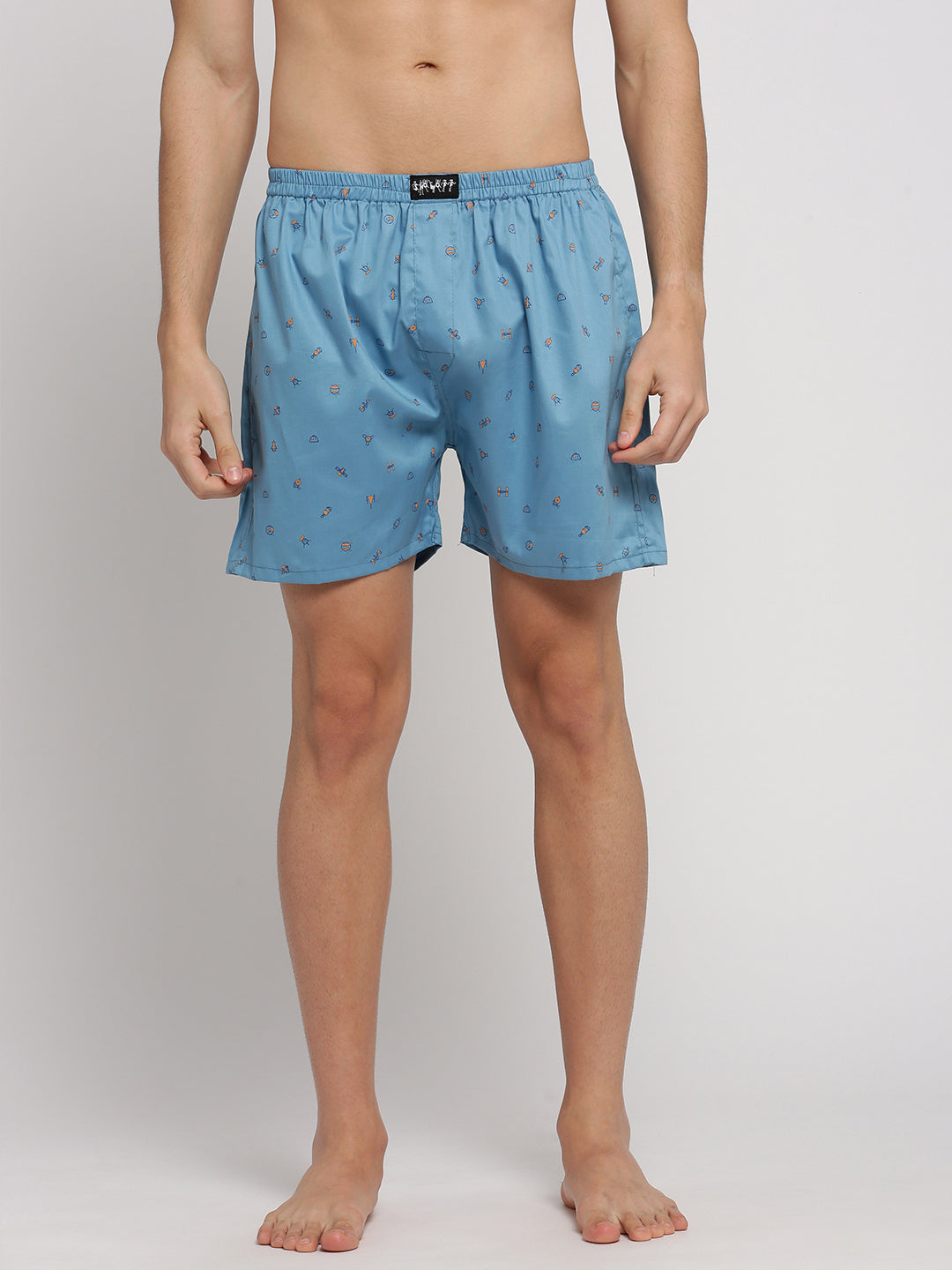 Men Blue Printed Boxer