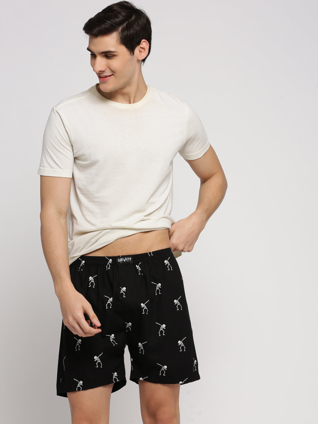 Men Black Printed Boxer