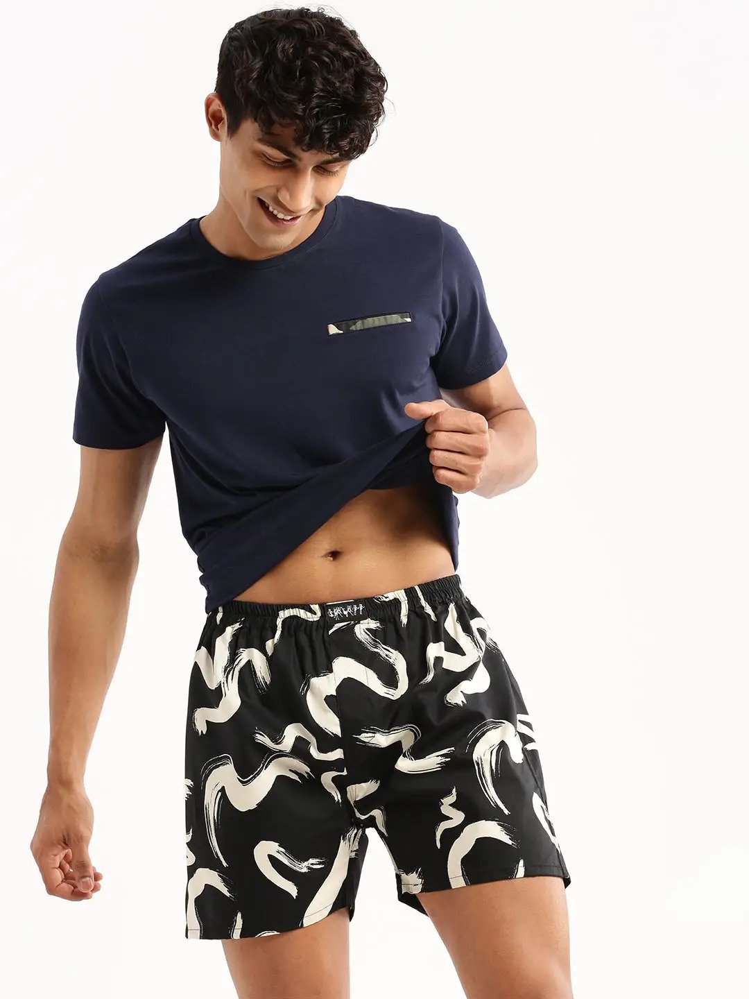 Men's Black Printed Boxer