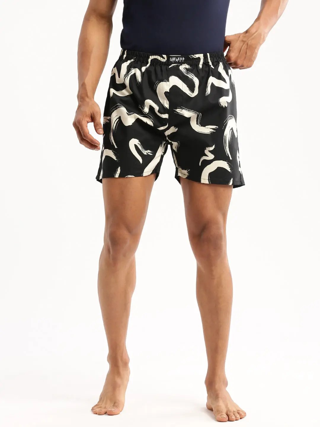 Men's Black Printed Boxer