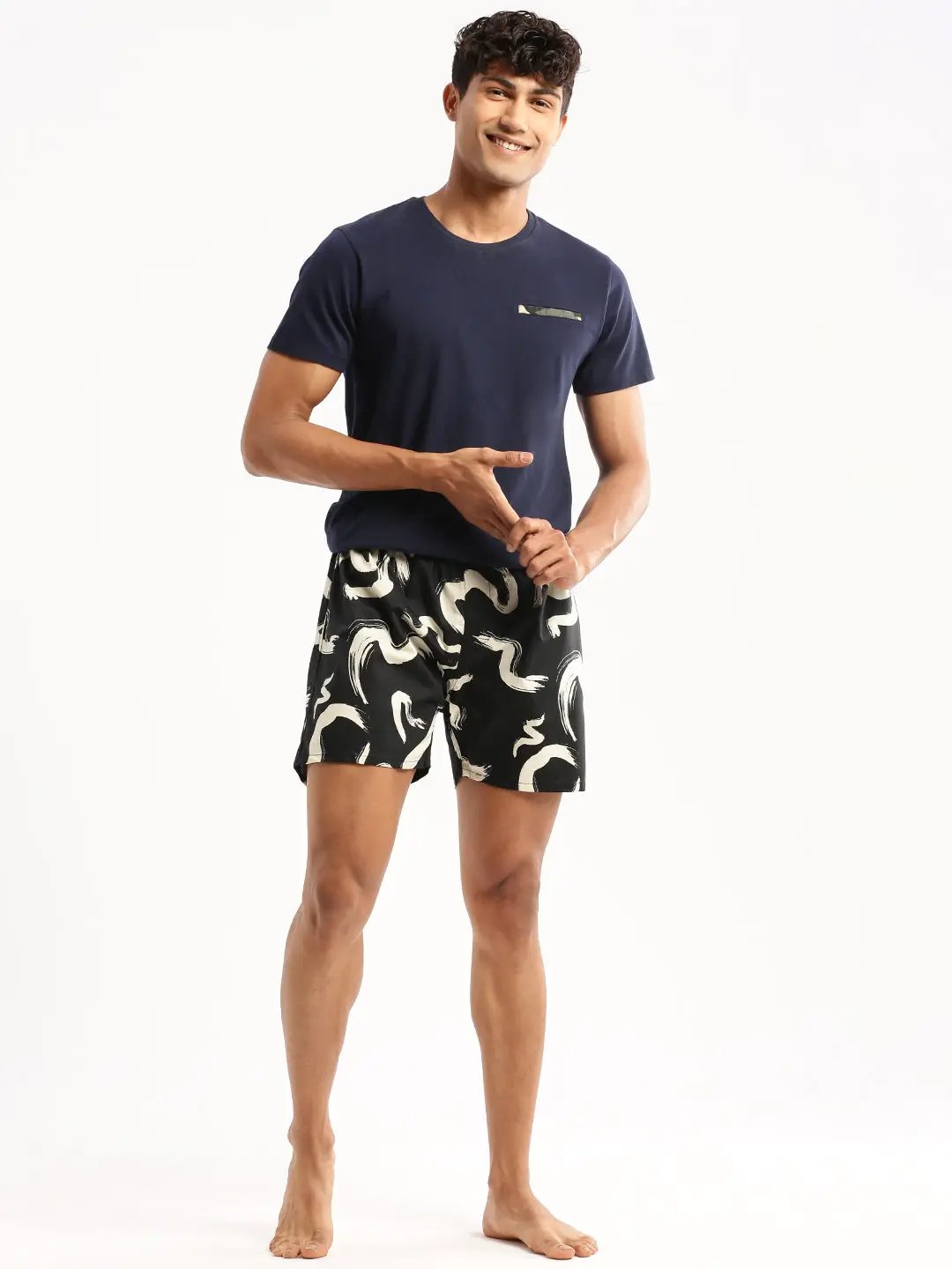 Men's Black Printed Boxer