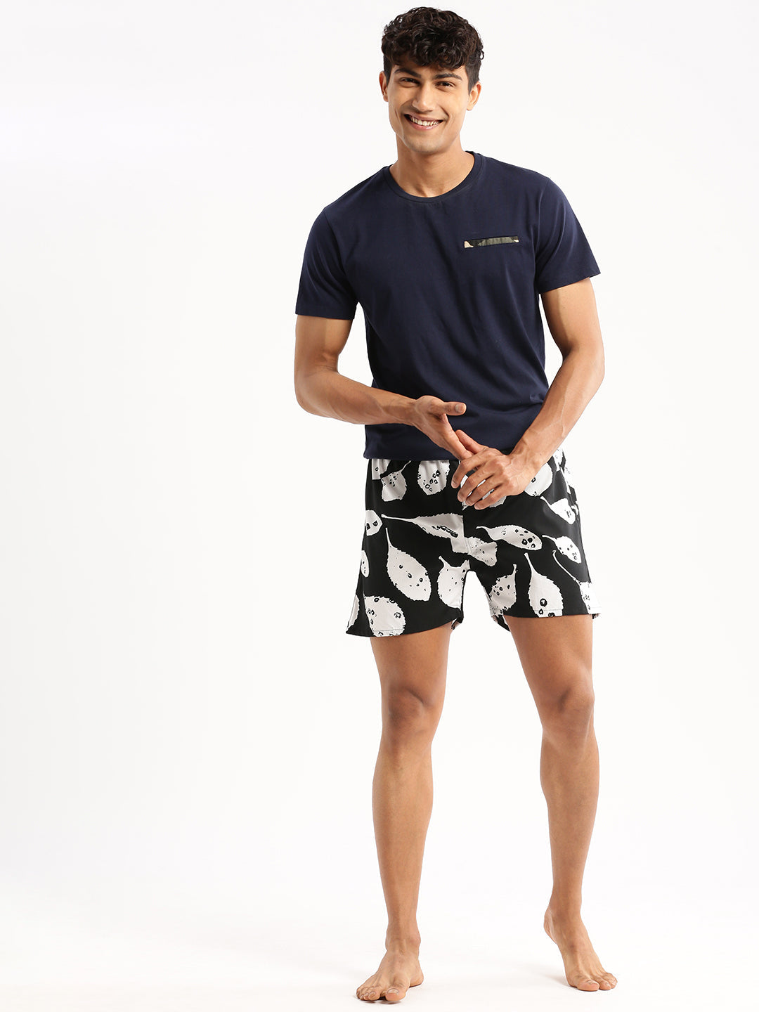 Men Black Printed Boxer