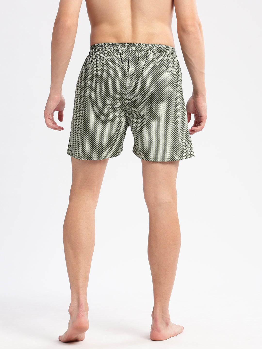 Men Printed Olive Boxer