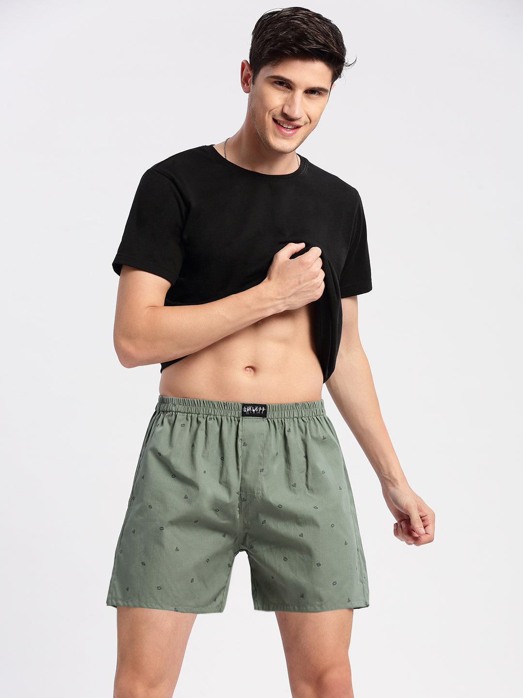 Men Printed Green Boxer