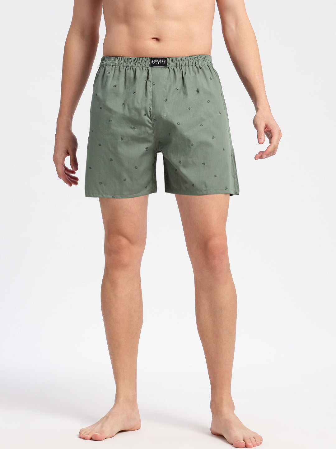 Men Printed Green Boxer