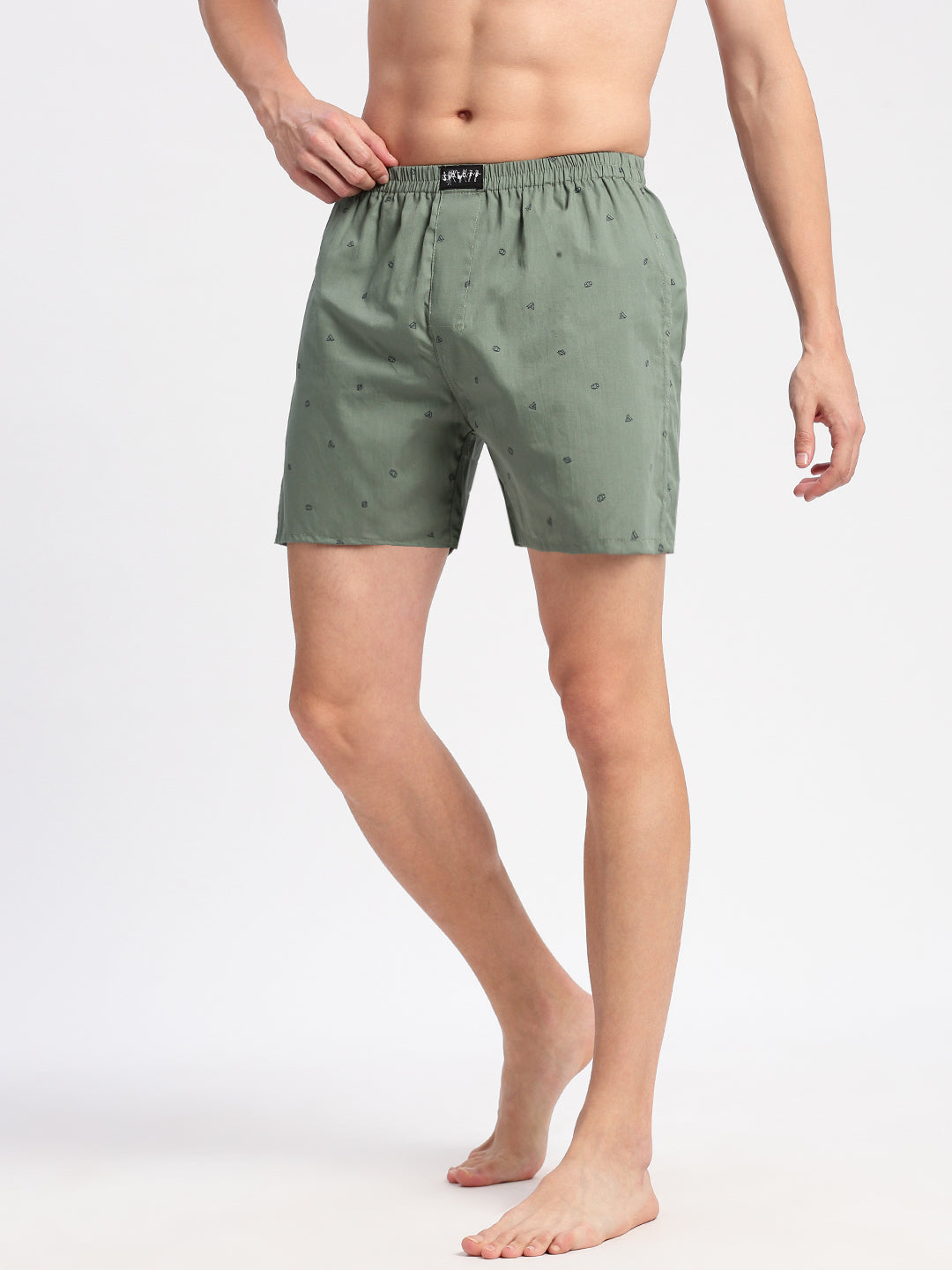 Men Printed Green Boxer