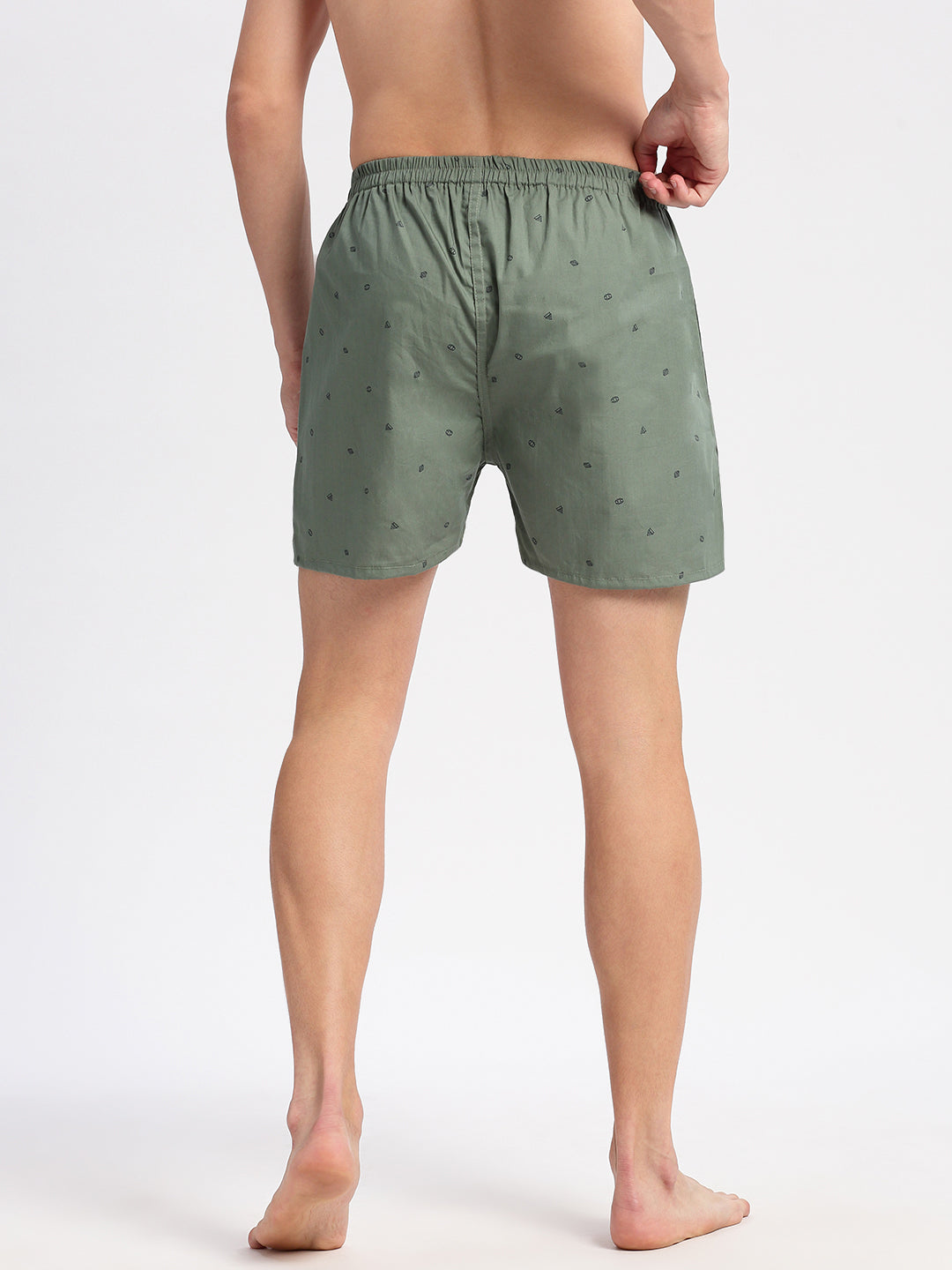 Men Printed Green Boxer