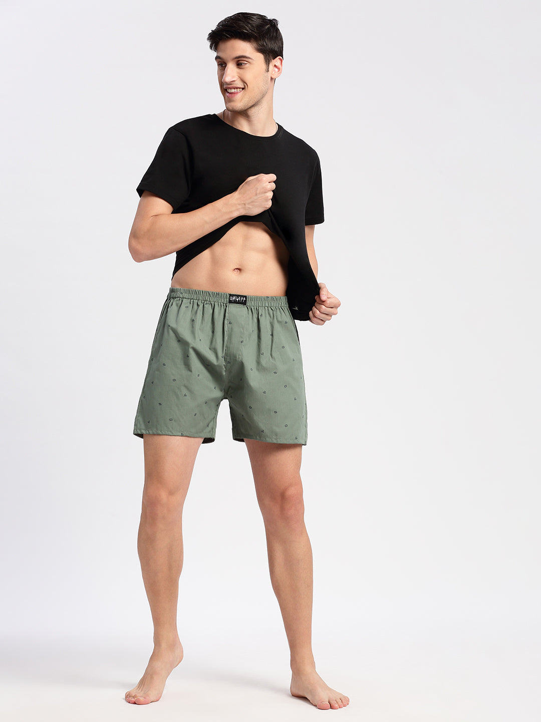 Men Printed Green Boxer