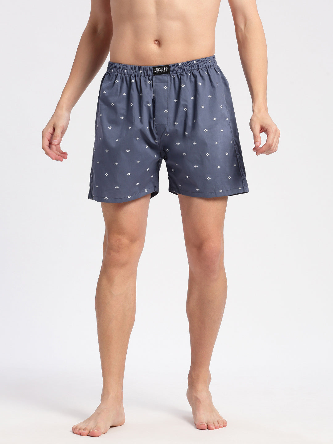 Men Printed Grey Boxer