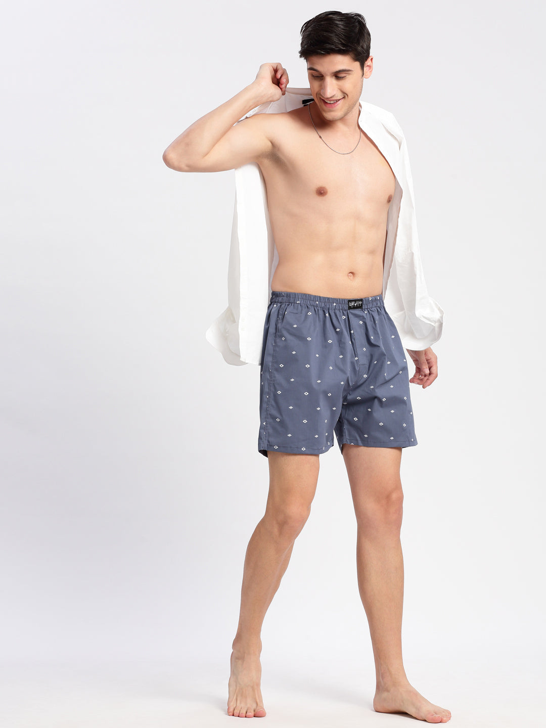 Men Printed Grey Boxer