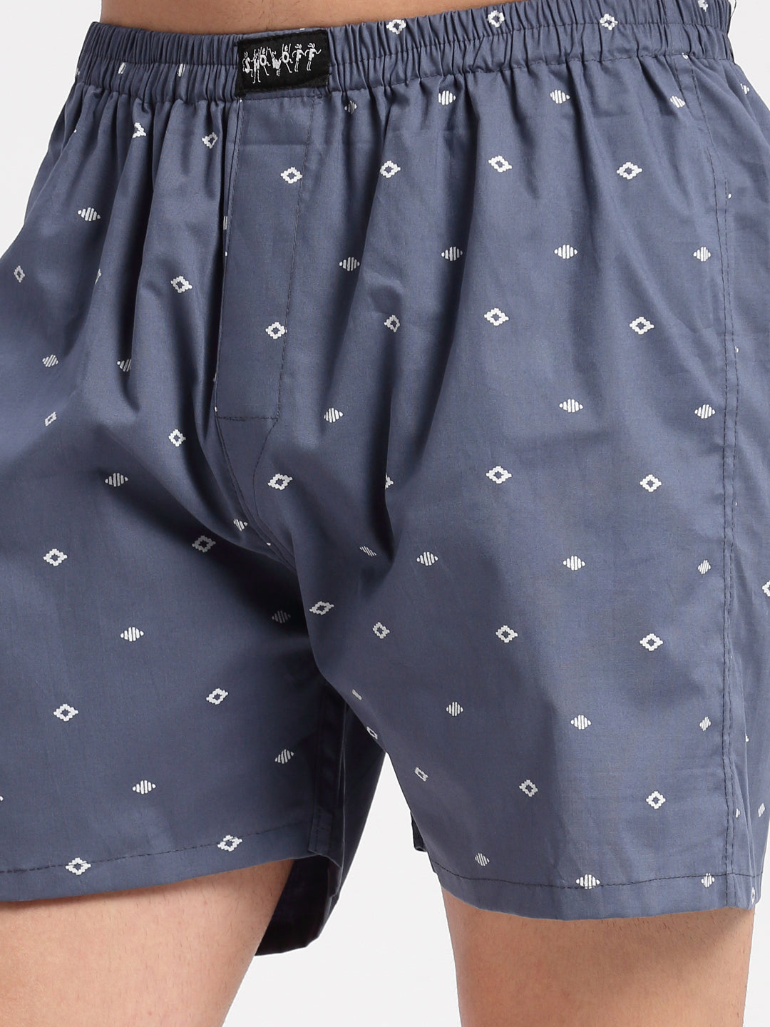 Men Printed Grey Boxer