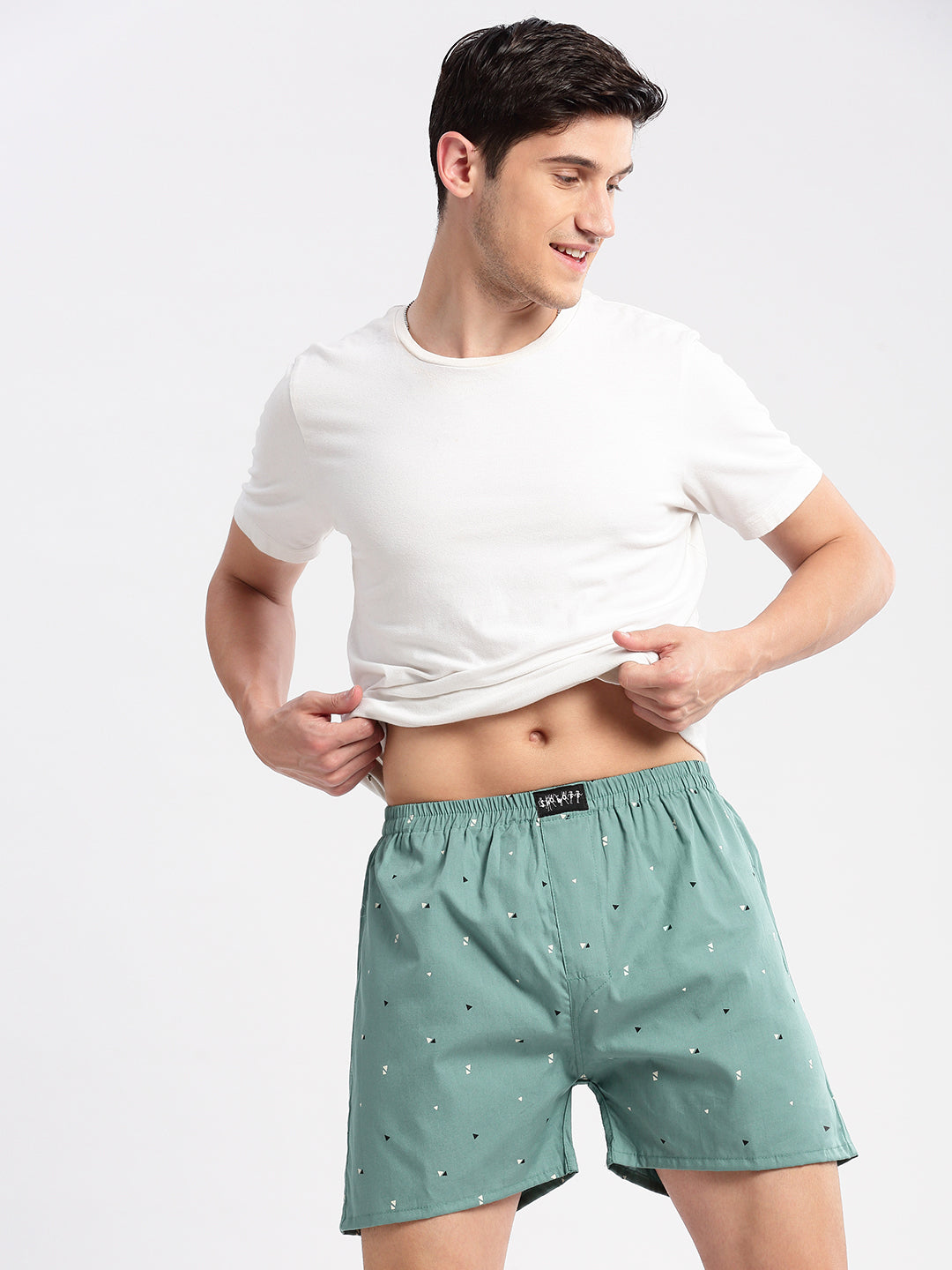 Men Printed Sea Green Boxer