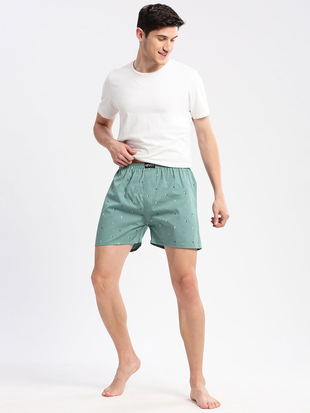 Men Printed Sea Green Boxer