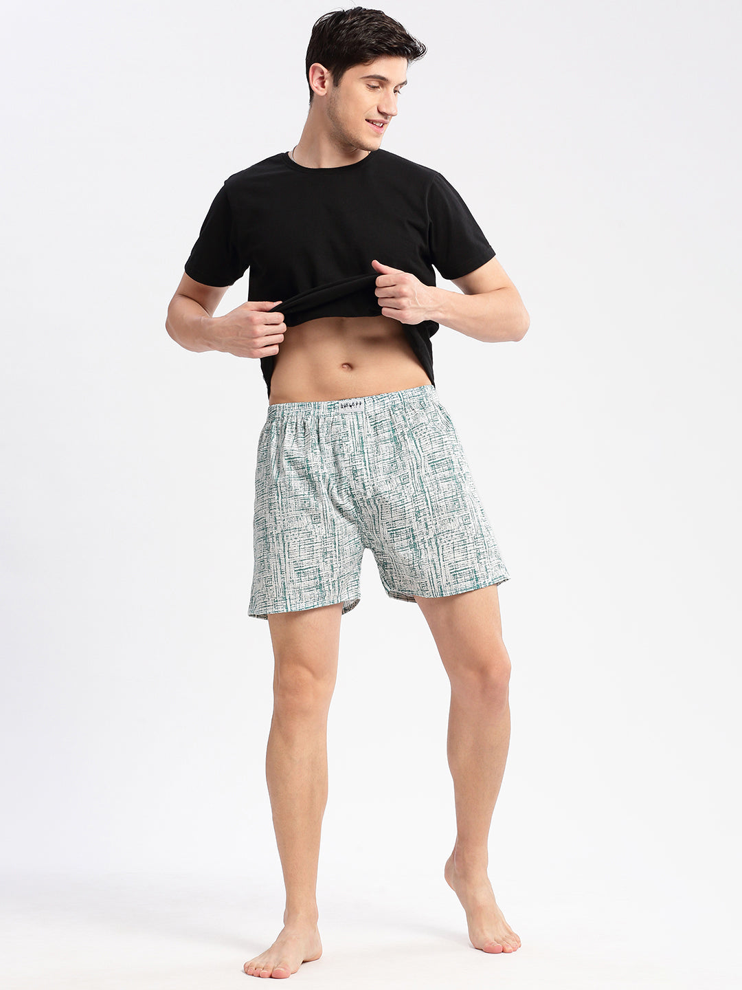 Men Printed Green Boxer