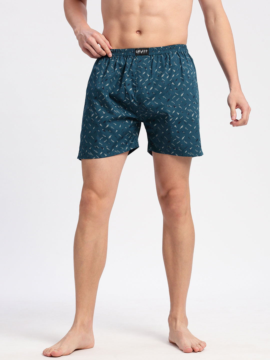 Men Printed Teal Boxer